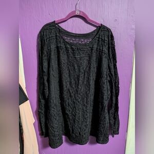 139. Lane Bryant Black Lace Lined Long Sleeve Blouse 26 28 4X 5X